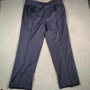 Brioni Dress Pants Mens 62 Navy Super 160s Wool‎ Pleated Cuffed Made in Italy